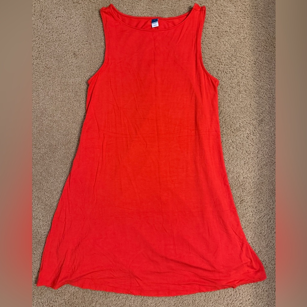 Old Navy Bright Orange Sleeveless Knit Tank Dress